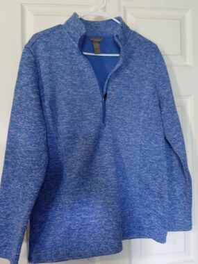 Bit & Bridle Blue Heathered Cowl Neck Sweater